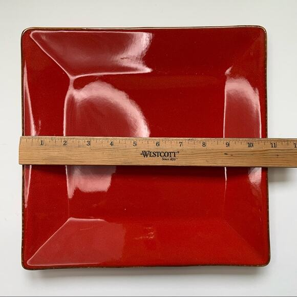 VIETRI 3 Large Square Rosso Vecchio RETIRED Red Glaze Pottery Plates Italy - Picture 4 of 5